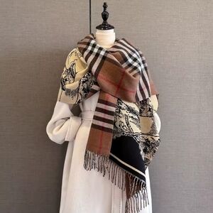 Unisex Plaid and Print Scarf